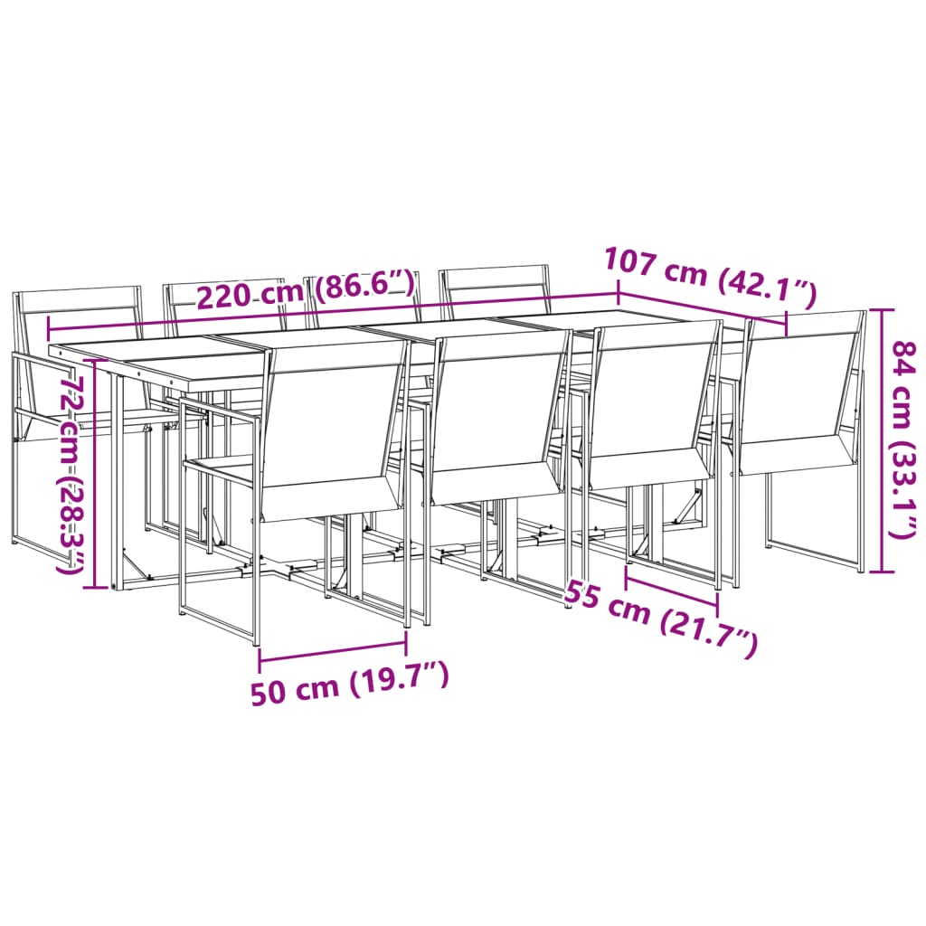 vidaXL Patio Dining Set Table and Chair Garden Outdoor Furniture Black Textilene