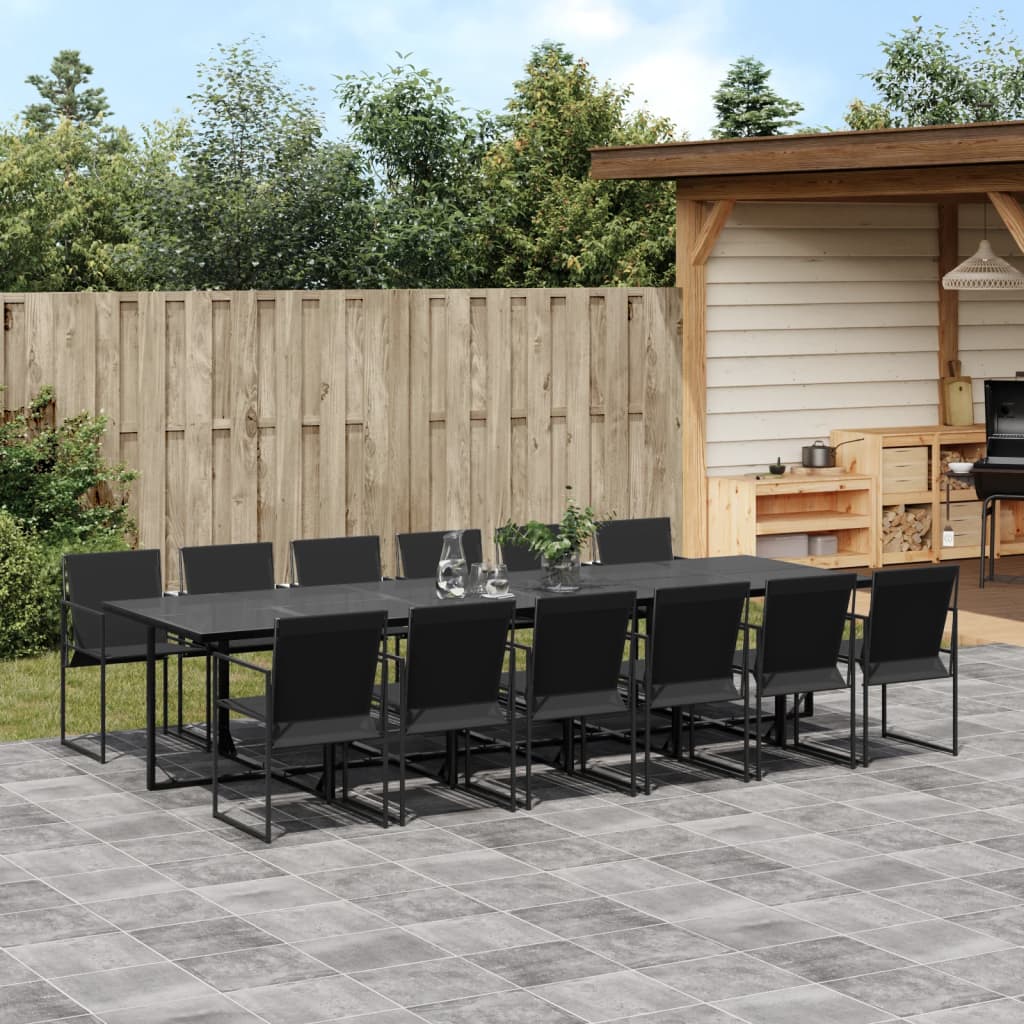 vidaXL Patio Dining Set Table and Chair Garden Outdoor Furniture Black Textilene