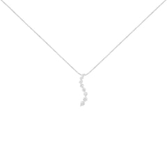 AGS Certified 14k White Gold 3.0 Cttw Baguette and Brilliant Round-Cut Diamond Journey 18" Pendant Necklace (F-G Color, I1-I2 Clarity)