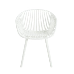 Modern Mykonos Outdoor Dining Chairs Set of 2 with Weather-Resistant White Plastic Resin