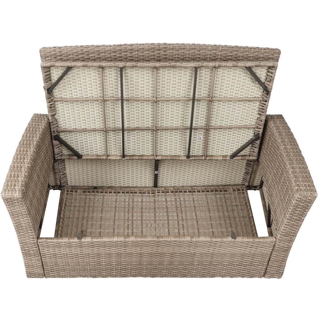 U-Style 4 Piece Outdoor Patio Furniture Set with Ottoman and Cushions