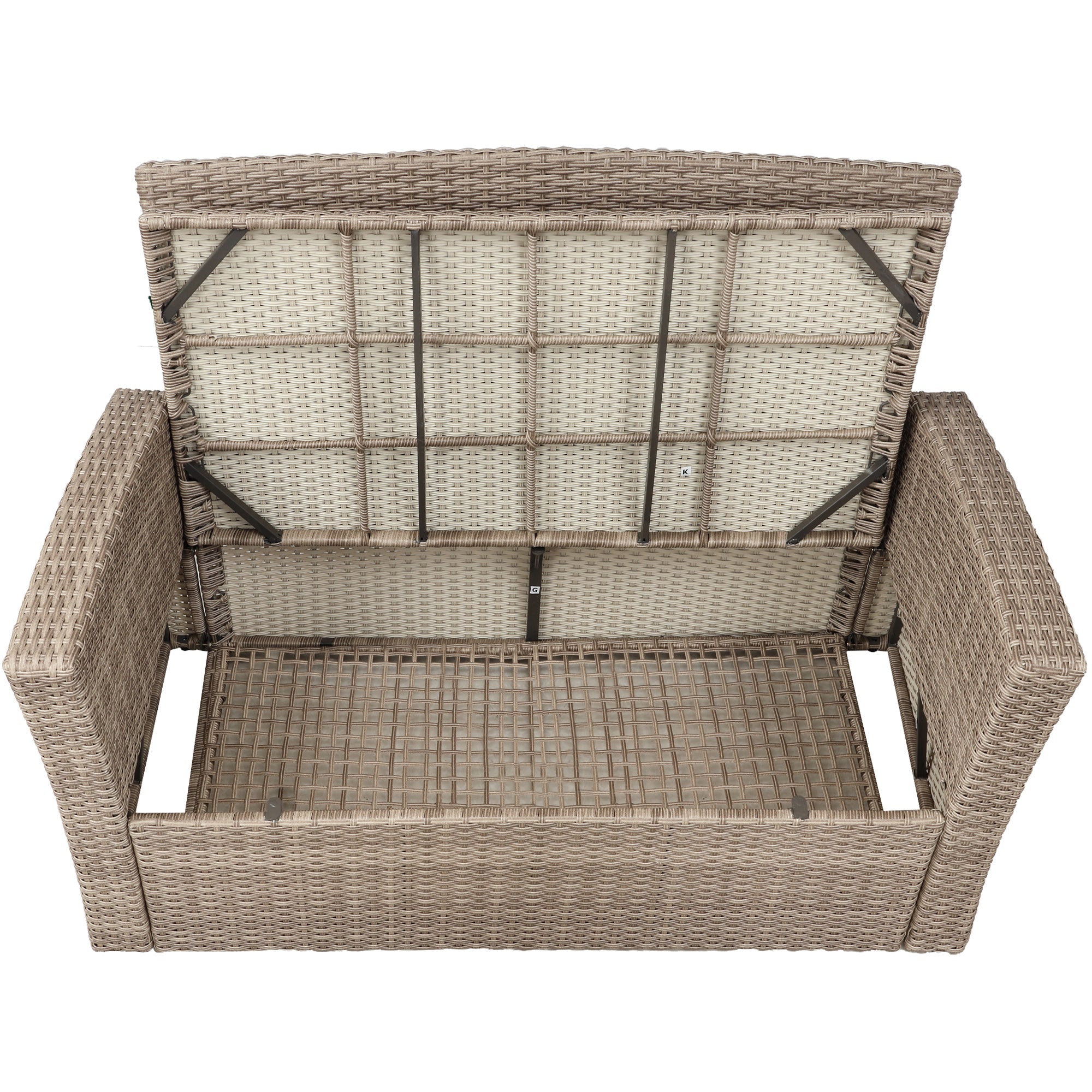 U-Style 4 Piece Outdoor Patio Furniture Set with Ottoman and Cushions
