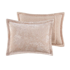 Full/Queen Crushed Velvet Sherpa Reversible Comforter Set