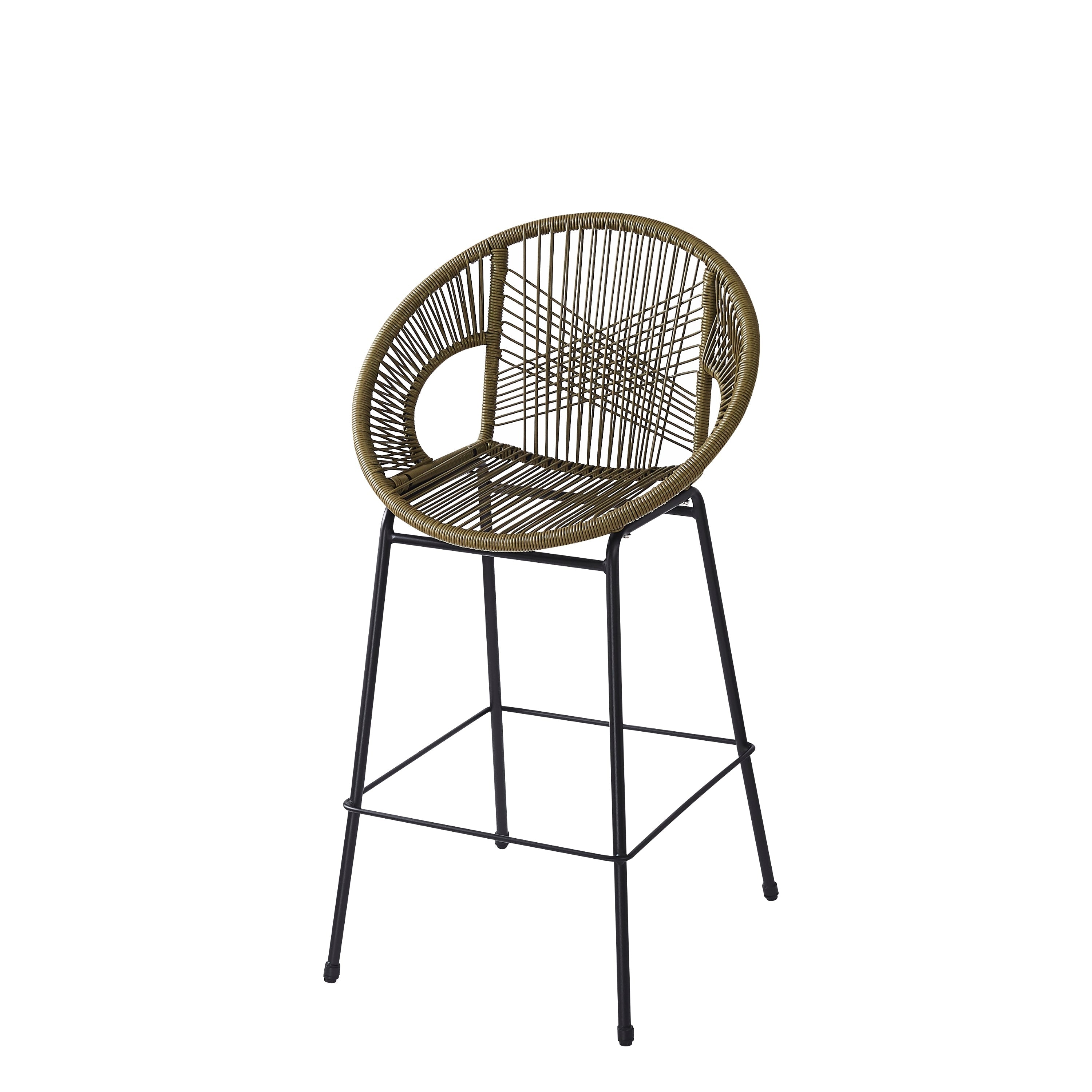 Ferrara Outdoor Patio Green Faux Wicker Barstool Set