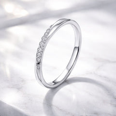 925 Sterling Silver Pavé Set CZ Platinum Plated Ring Size 6 for Women