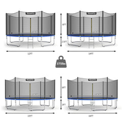 12/14 Feet Trampoline Bounce Jump Combo with Spring Pad-14'