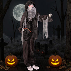 8.5 Feet Halloween Decoration Animated Standing Grim Reaper with Glowing Eyes