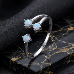 925 Sterling Silver Translucent Opal Ring for Women