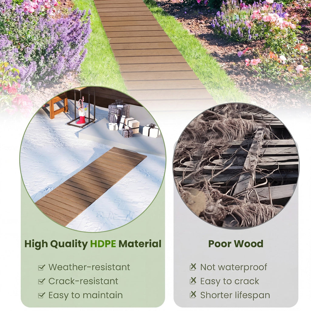8 Feet Outdoor Pathway Straight Roll-Out Patio Boardwalk