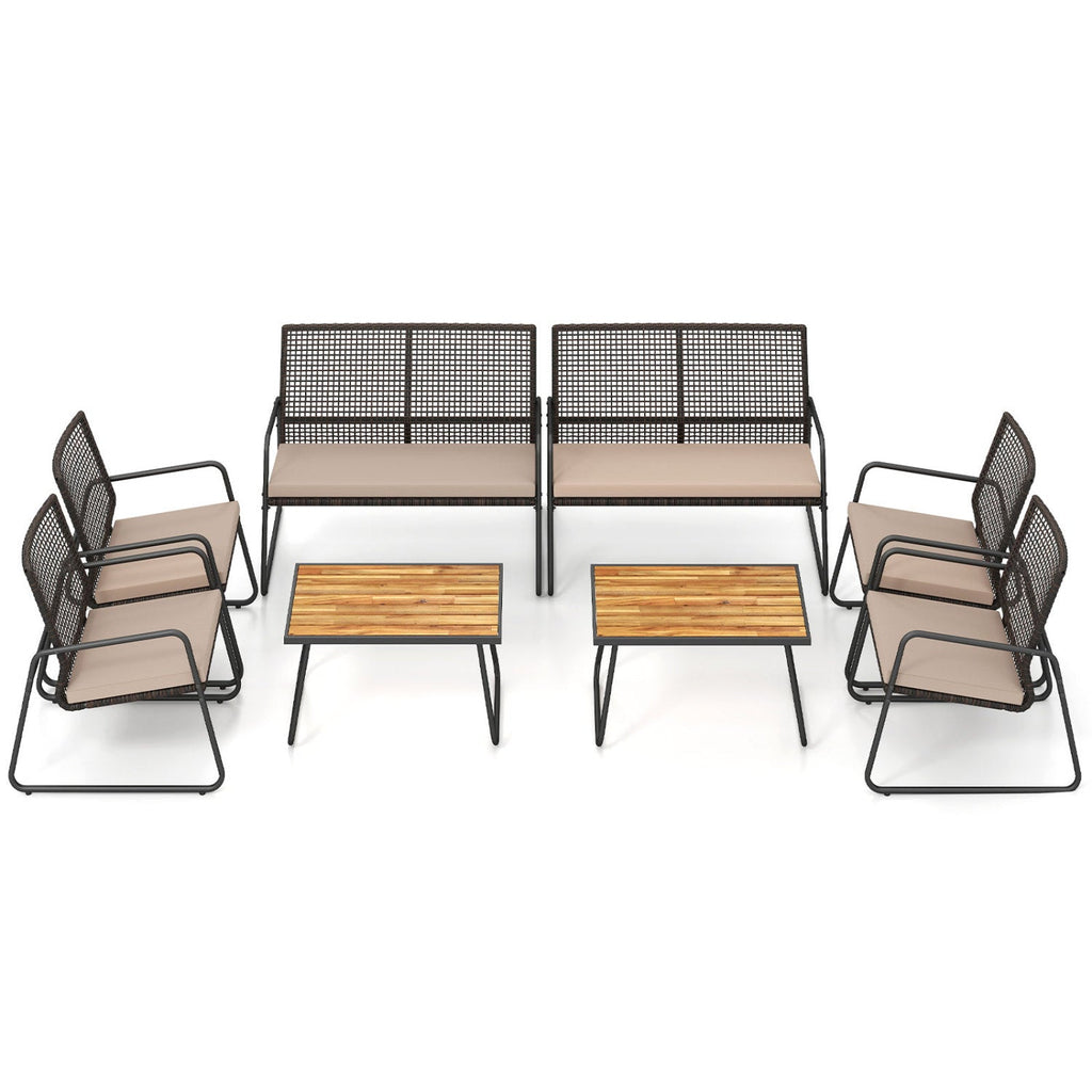 8-Piece Patio Conversation Set with Acacia Wood Coffee Table
