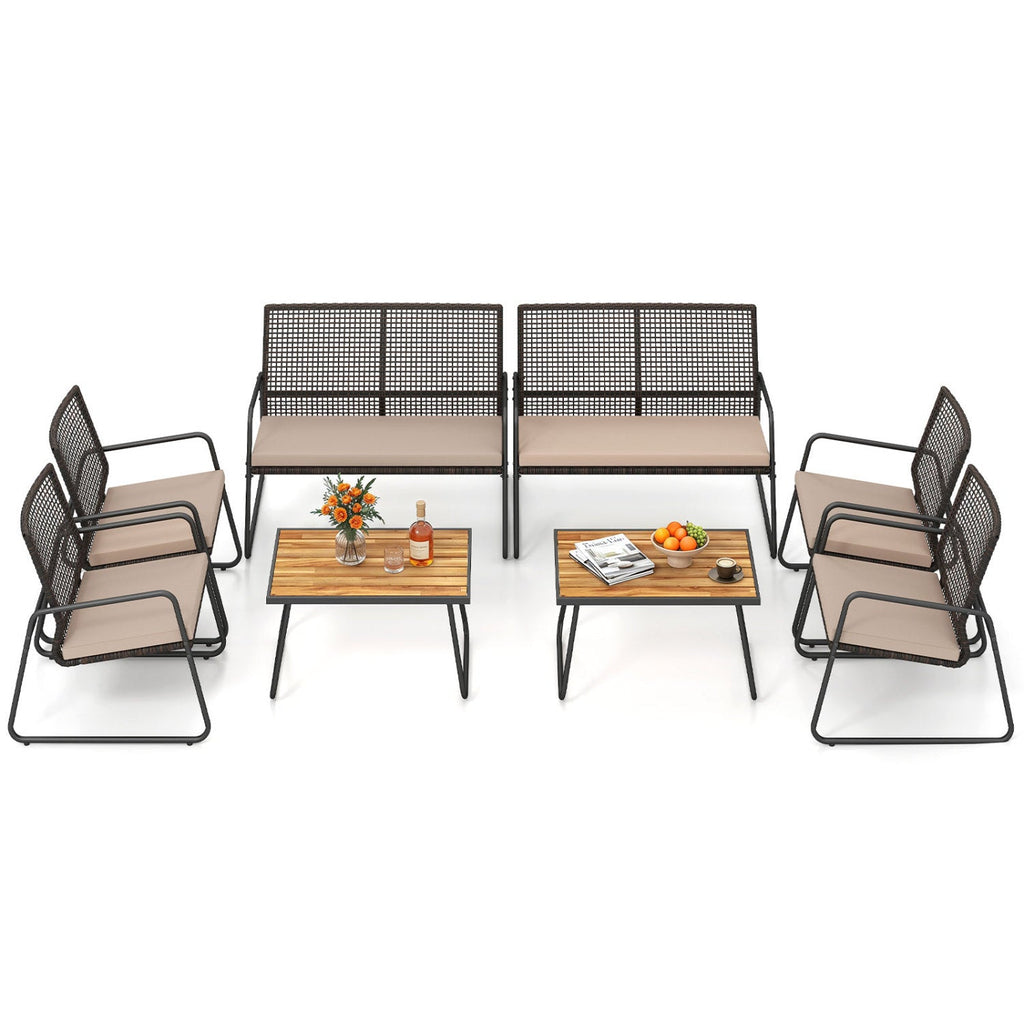 8-Piece Patio Conversation Set with Acacia Wood Coffee Table