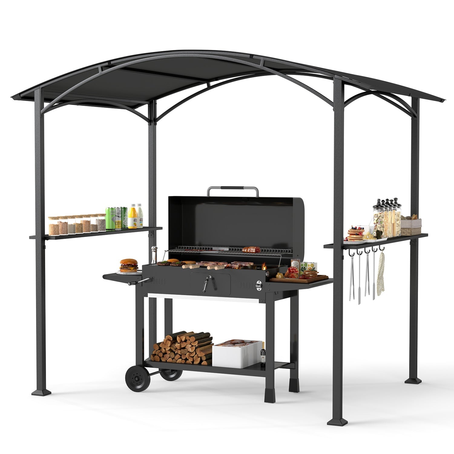 8 x 5 x 7 FT Grill Gazebo Outdoor BBQ Canopy with Metal Frame