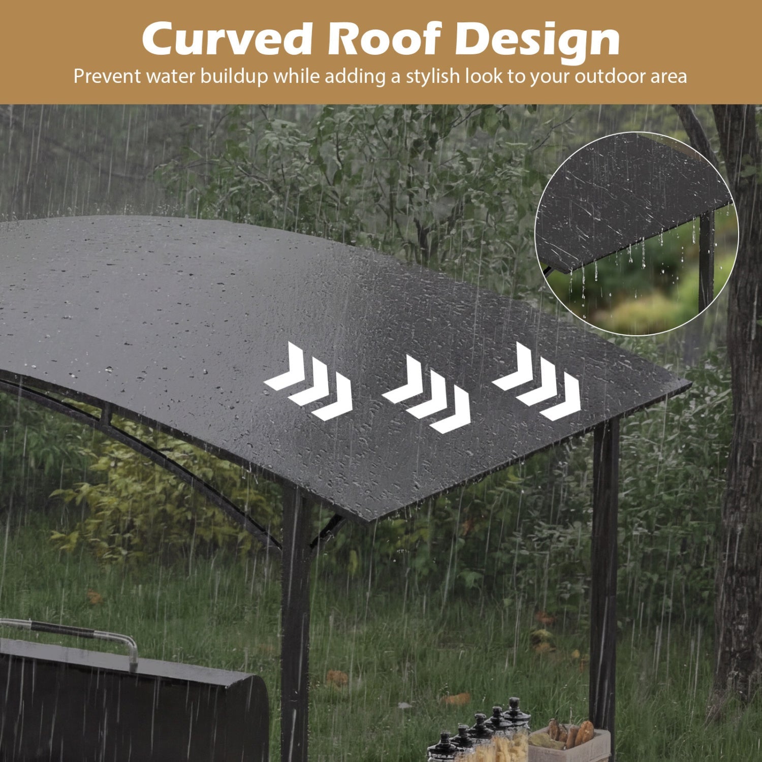 8 x 5 x 7 FT Grill Gazebo Outdoor BBQ Canopy with Metal Frame