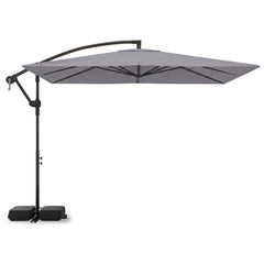8 x 8 Square FT Solar LED Offset Cantilever Patio Umbrella with 360¬∞ Rotation