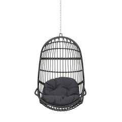 Rustic Hanging Basket Chair With Cushion