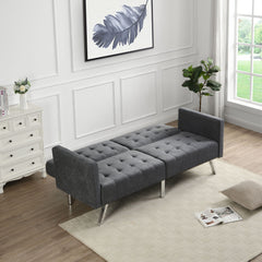 Sofa Bed Convertible Folding Lounge Couch Loveseat Sleeper Sofa Armrests - Dark Gray