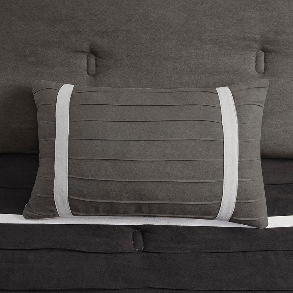 7 PC Pieced Faux Suede Comforter Set Black King