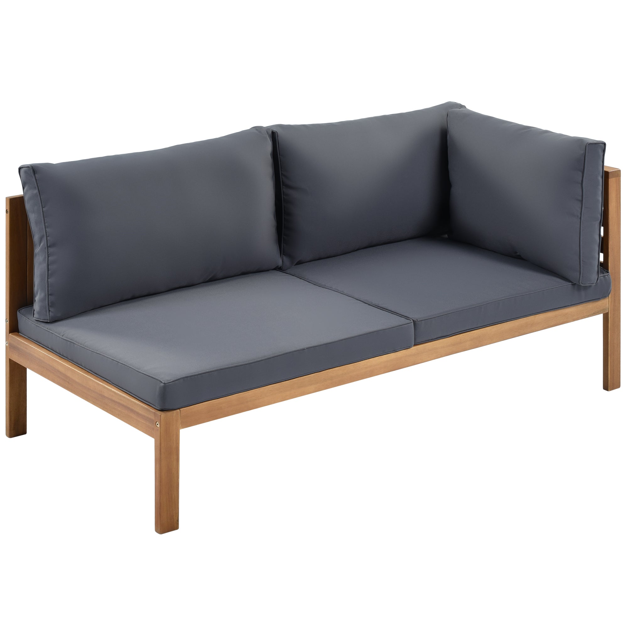 GO Wood Structure Outdoor Sofa Set with Gray Cushions