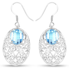 10.72 Carat Genuine Blue Topaz .925 Sterling Silver Earrings