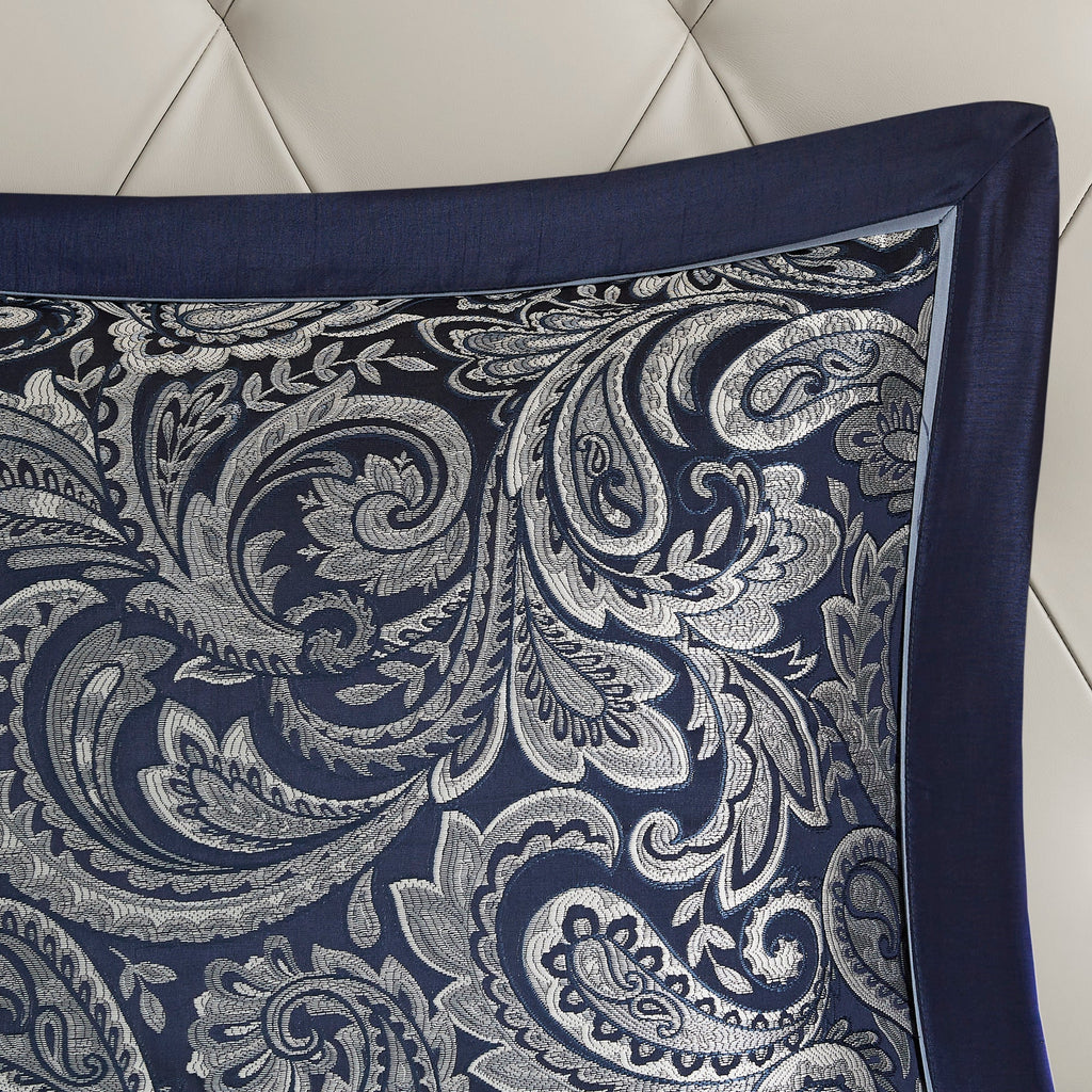 12 Piece Comforter Set with Cotton Bed Sheets Navy Cal King