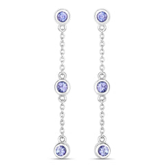 0.60 Carat Genuine Tanzanite .925 Sterling Silver Earrings