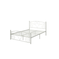 Queen Size Unique Flower Sturdy System Metal Bed Frame with Headboard and Footboard