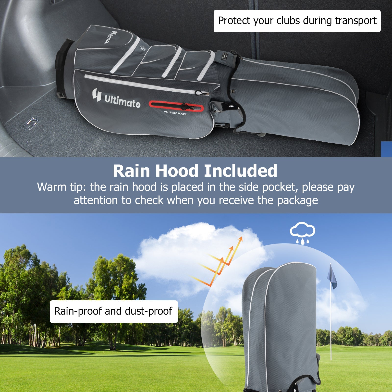 9.5 Inch Lightweight Golf Cart Bag with 15 Way Top Dividers