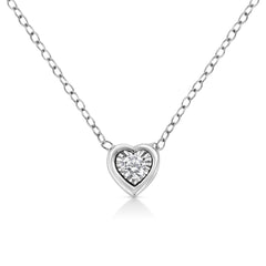 10K White Gold 1/10 Cttw Miracle Set Round-Cut Diamond Square Shape 18" Pendant Necklace (H-I Color, SI2-I1 Clarity)