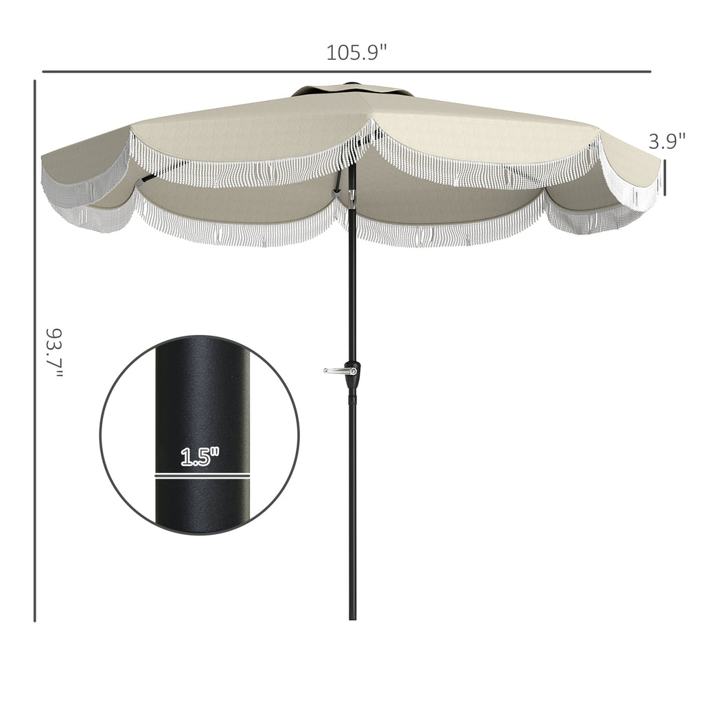 Vented Patio Table Umbrella, Outdoor Umbrella with Crank, 8 Ribs, Push Button Tilt