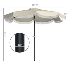 Vented Patio Table Umbrella, Outdoor Umbrella with Crank, 8 Ribs, Push Button Tilt