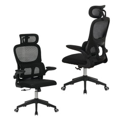 High Back Ergonomic Swivel Rolling Office Chair With Tilt Function, 3D Headrest, Lumbar Support - Black