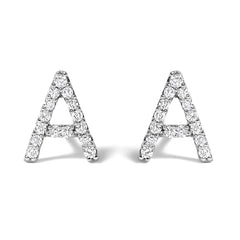 10K White Gold 1/10 Cttw Diamond Initial â€œAâ€ Stud Earring