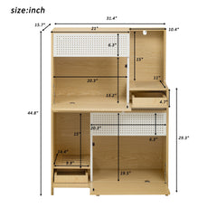 Furniture Style Multi-Use Natural Cat Litter Box House with Flip-Down Door