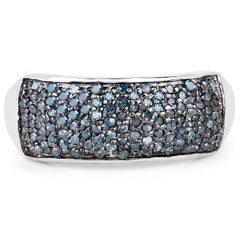 0.42 Carat Genuine Blue Diamond .925 Sterling Silver Ring