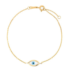 14k Yellow Gold MOP Evil Eye Bracelet (1.00 mm)