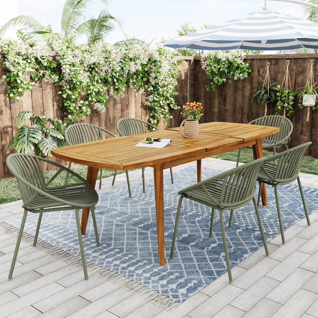 Patio Dining Chairs Stackable Chairs with Breathable Design (Set of 2)