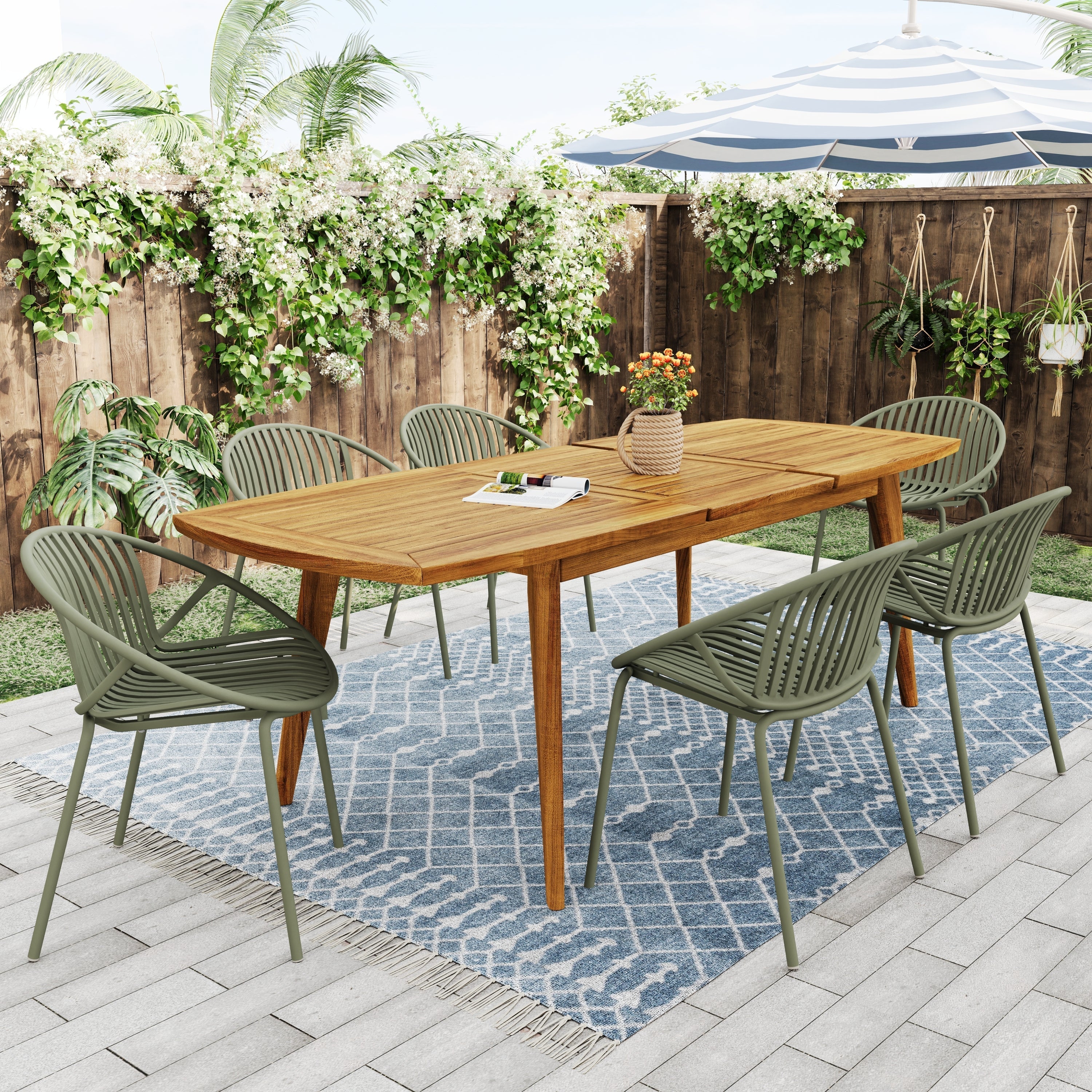 Patio Dining Chairs Stackable Chairs with Breathable Design (Set of 2)