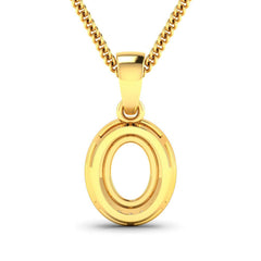 0.18 Carat Genuine White Diamond 14K Yellow Gold Semi Mount Pendant - holds 8x6mm Oval Gemstone