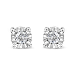 10K Yellow Gold Plated .925 Sterling Silver 1/10 Cttw Round Brilliant-Cut Diamond Miracle-Set Stud Earrings (J-K Color, I3 Clarity)
