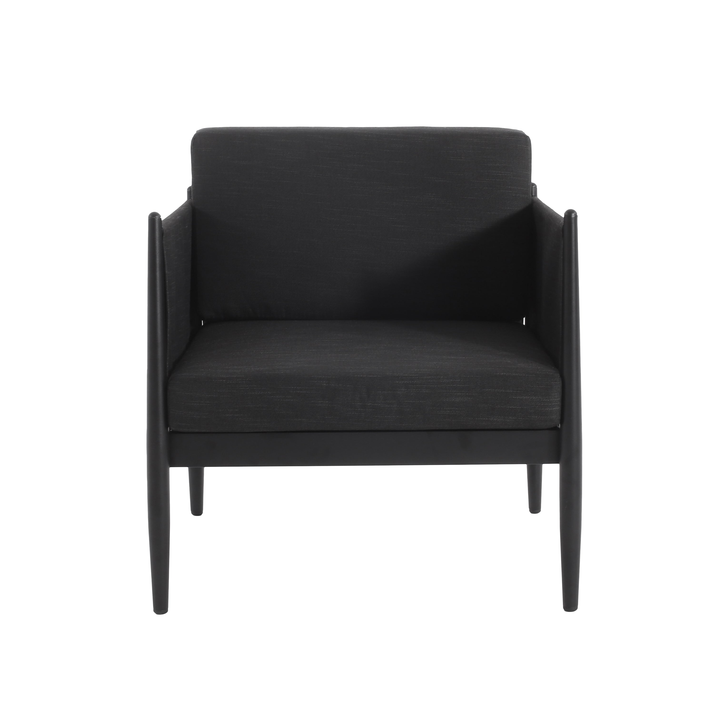Dawson Outdoor Patio 2pcs Black Aluminum Club Chair Set with Water-Resistant Cushions