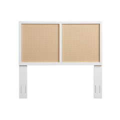 Barkley Cane and Solid Wood Headboard in White with Adjustable Height for Queen/Full Beds