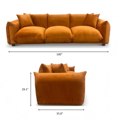 Kely Modern 100'' Mocha Boucle Upholstered Sofa with Solid Wood Legs