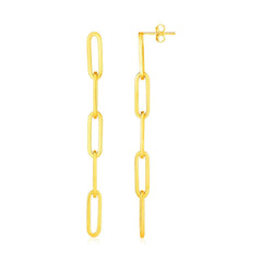 14K Yellow Gold Five Link Paperclip Chain Earrings