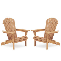 Wooden Outdoor Folding Adirondack Chair Set of 2, Honey Brown