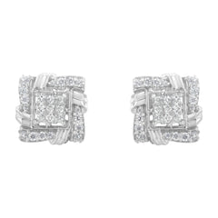 .925 Sterling Silver 1/2 Cttw Round-Cut Diamond Stud Earrings (I-J Color, I1-I2 Clarity)