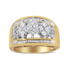 10K Yellow and White Gold 1 1/2 Cttw Pear Shaped 3 Stone Style Diamond Ring Band (H-I Color, SI1-SI2 Clarity) - Ring Size 7