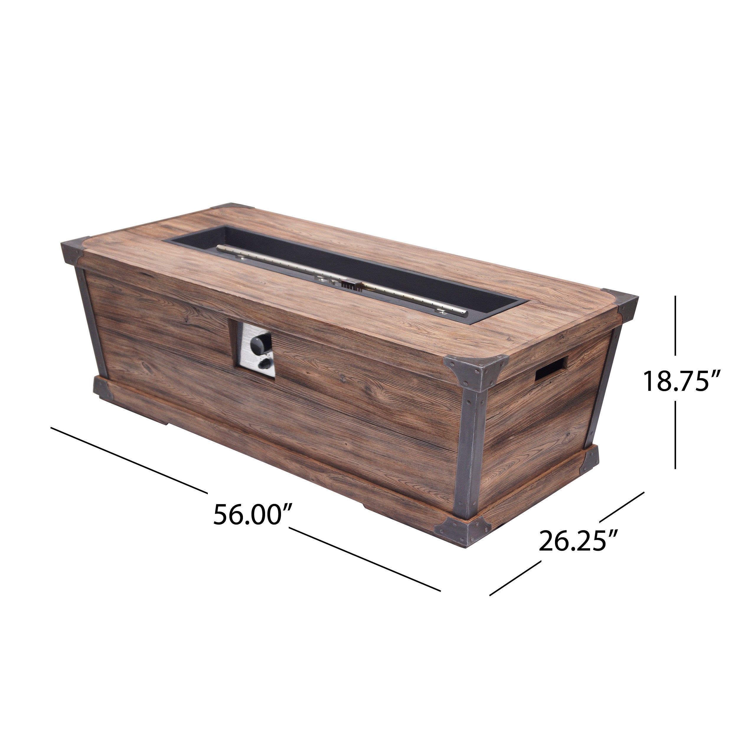 56" Outdoor Patio Rectangle Gas Burning MgO Fire Pit