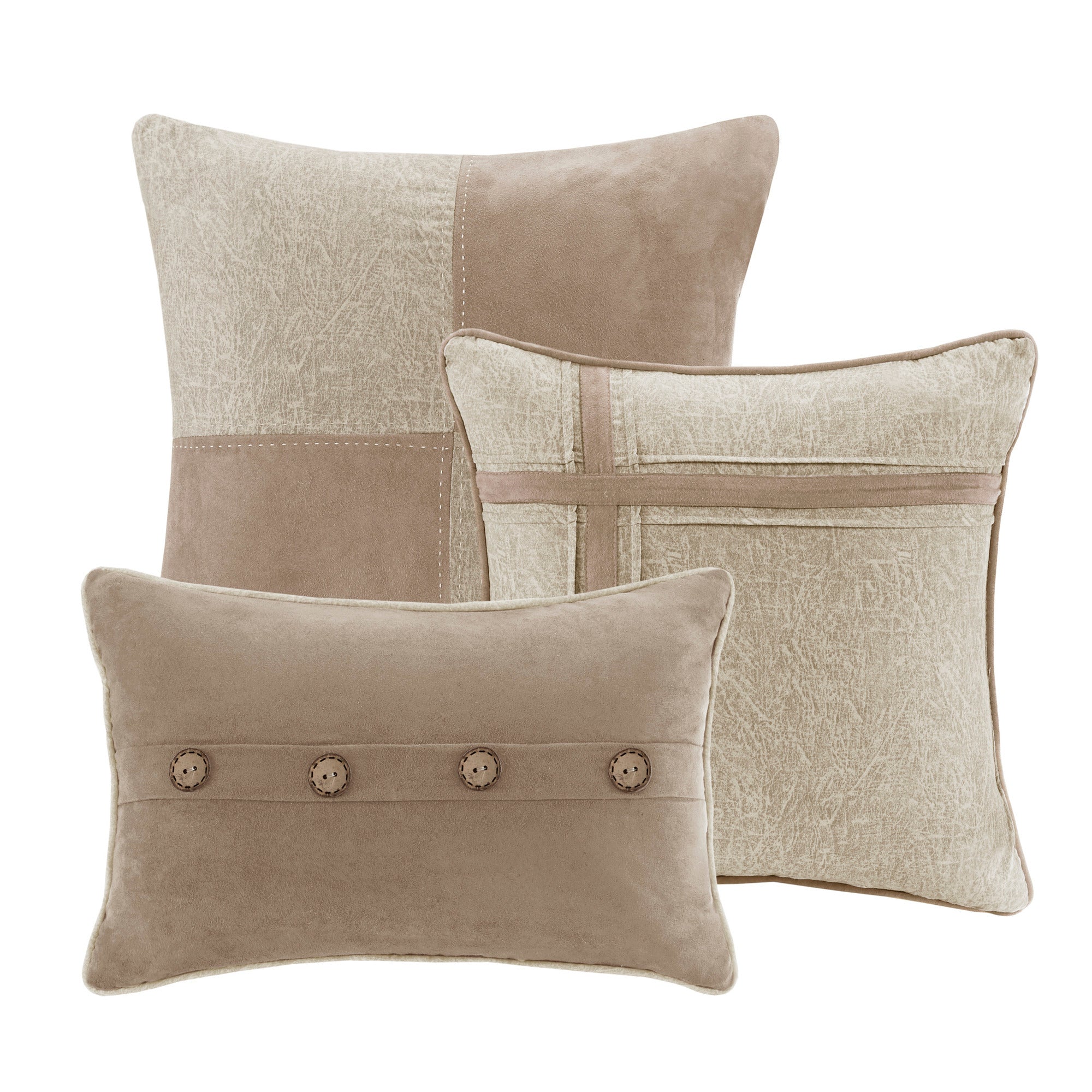 7 Piece Faux Suede Comforter Set Tan Cal King