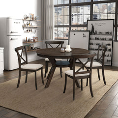 Wooden Dining Table Set (1 Table with 4 Chairs) Brown