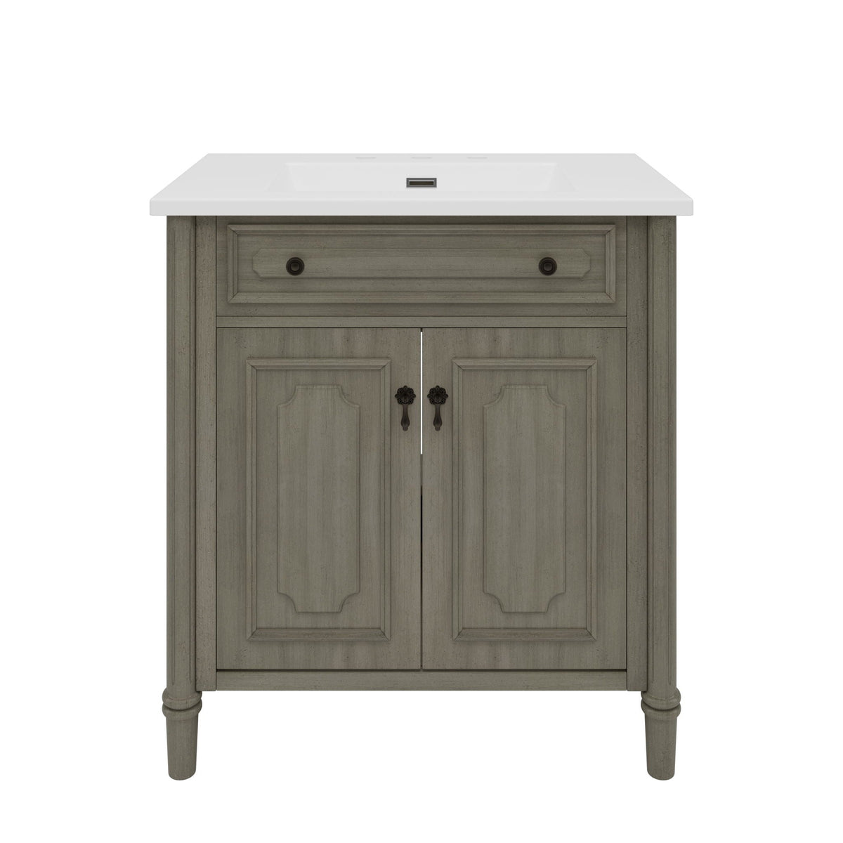 Vintage Bathroom Vanity With Sink, Rustic Cabinet With Soft Close Doors